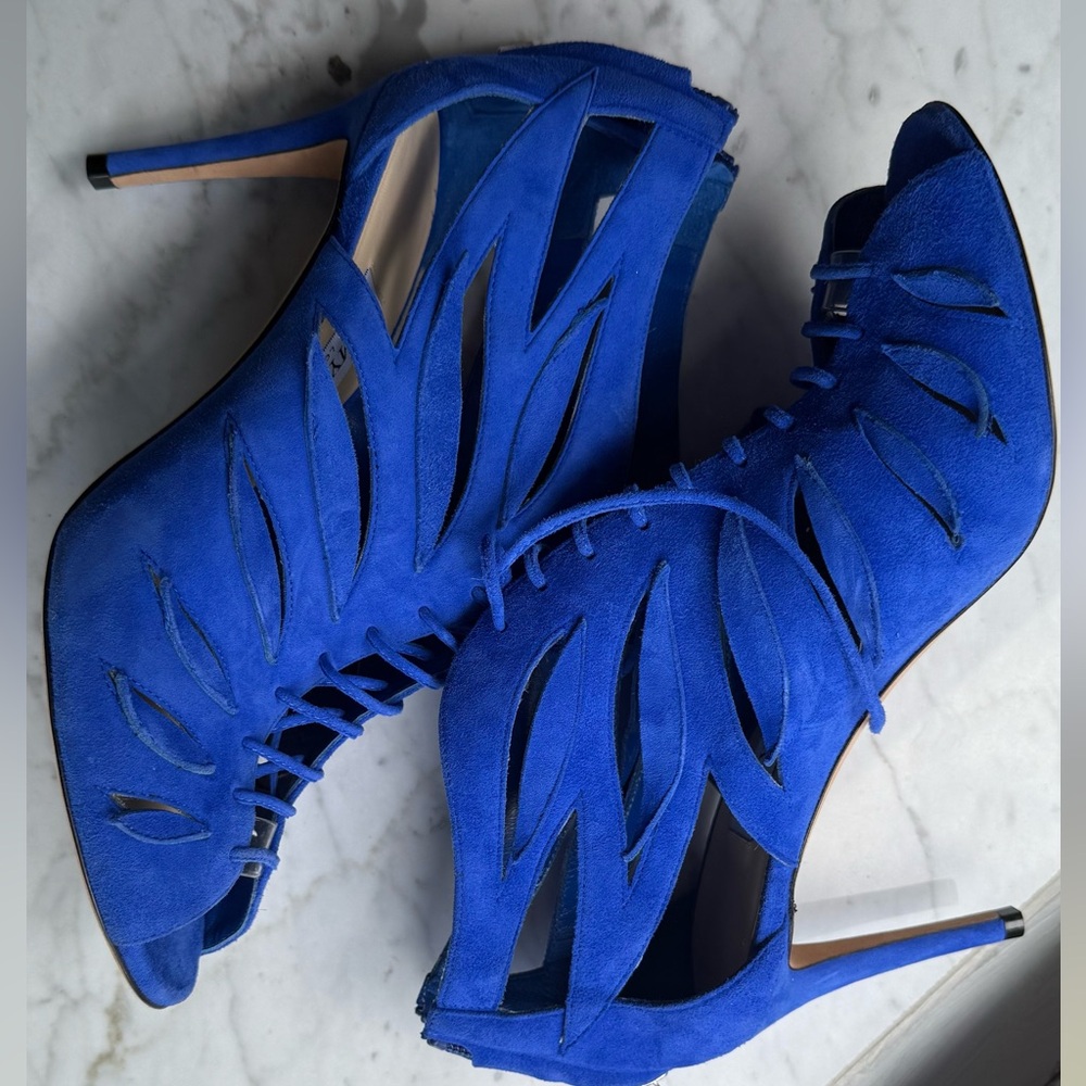 Stunning Jimmy Choo Royal Blue Suede Heels NWOT